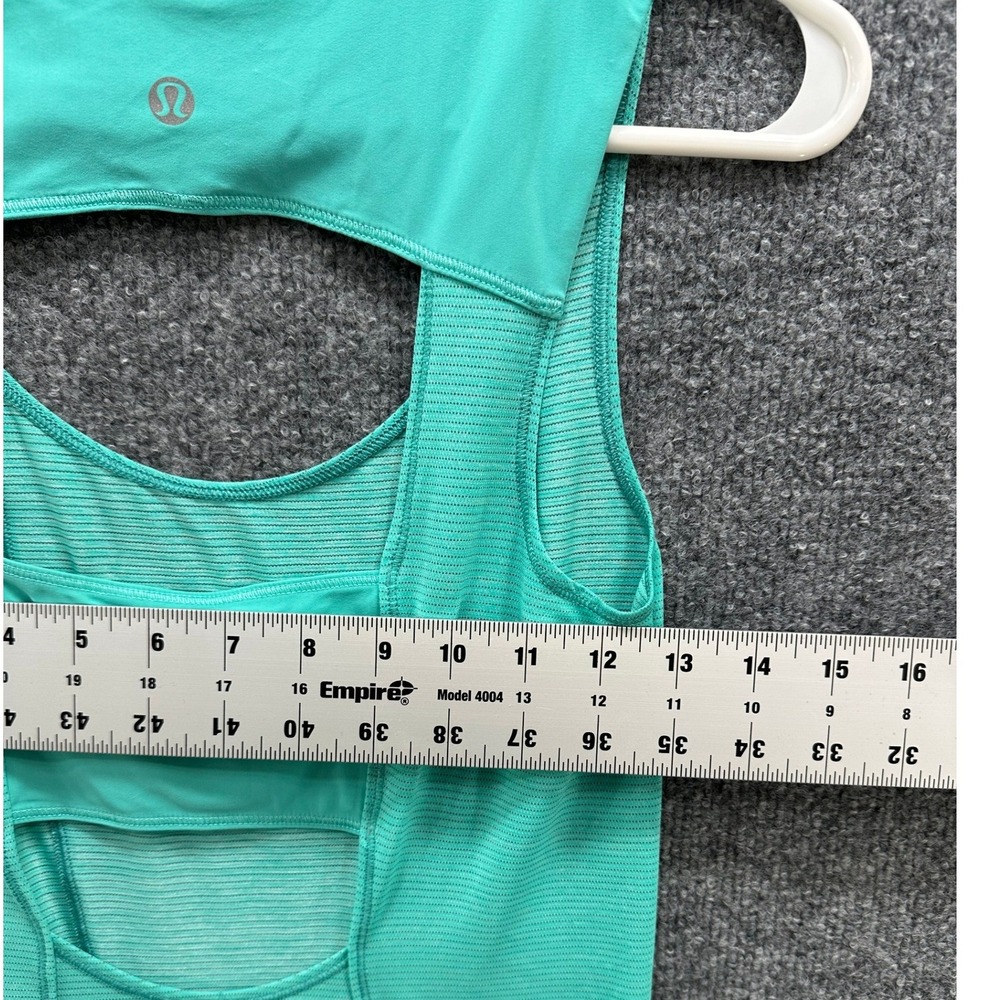 Lululemon Run Righteous Tank Teal Green Cutout Back Activewear Tank Top Women, S - Picture 8 of 9